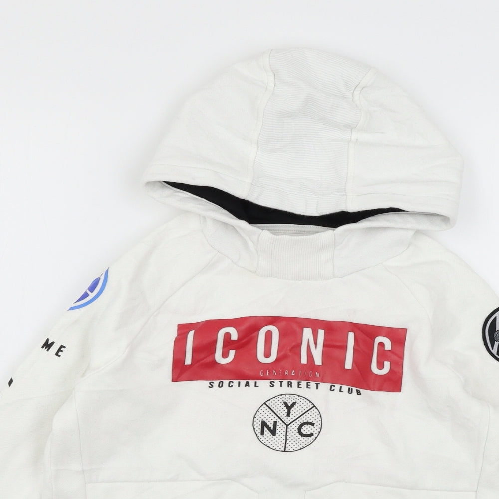 Nutmeg Boys White  Jersey Pullover Hoodie Size 9-10 Years  - Iconic