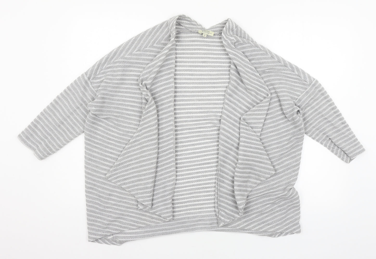Papaya Womens Grey Striped Knit Cardigan Jumper Size 12