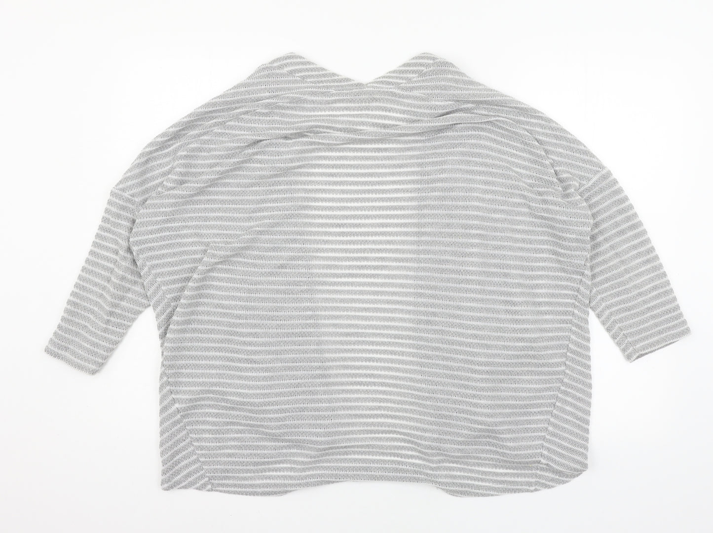 Papaya Womens Grey Striped Knit Cardigan Jumper Size 12