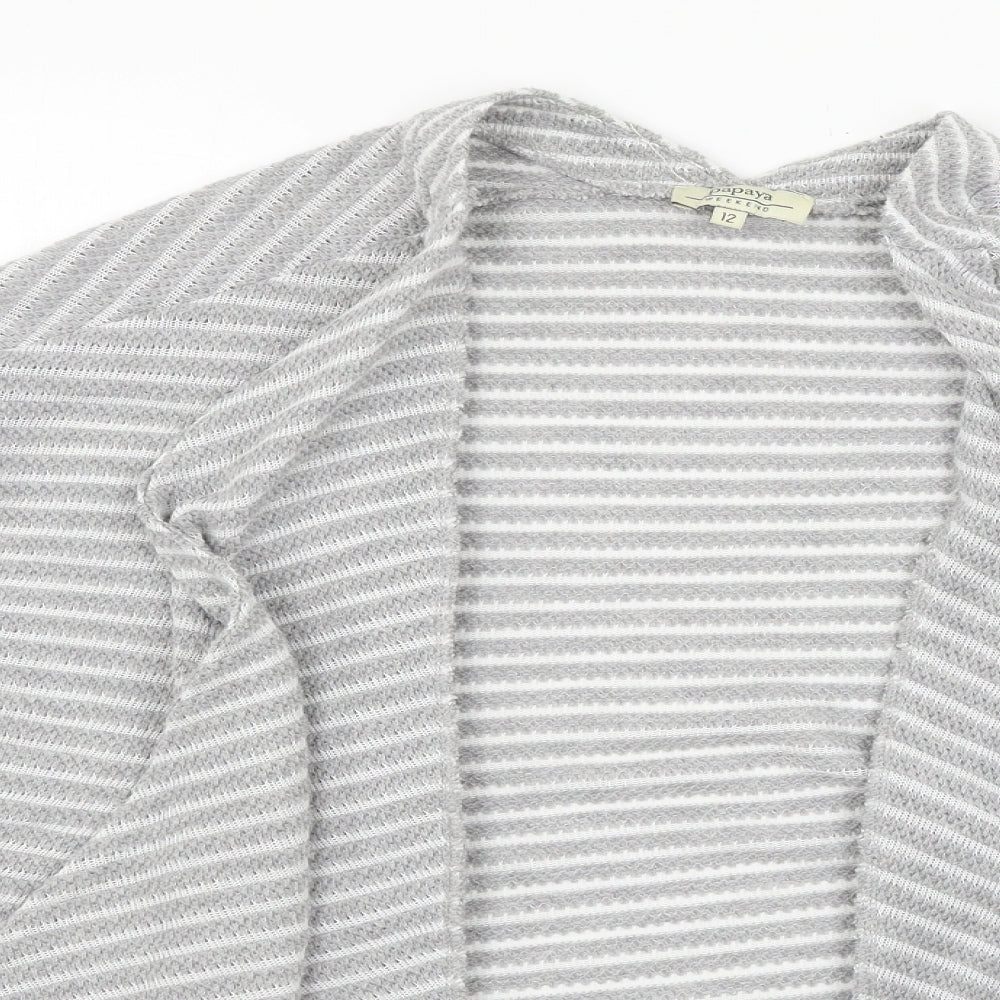 Papaya Womens Grey Striped Knit Cardigan Jumper Size 12