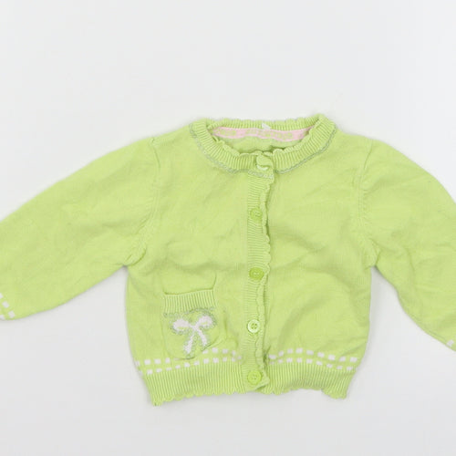 Marks and Spencer Girls Green  Knit Cardigan Jumper Size 3-6 Months