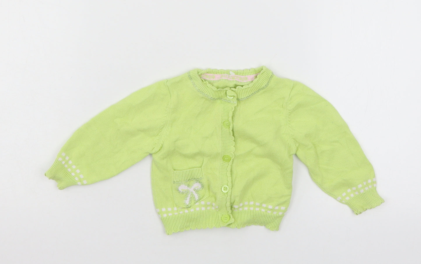 Marks and Spencer Girls Green  Knit Cardigan Jumper Size 3-6 Months