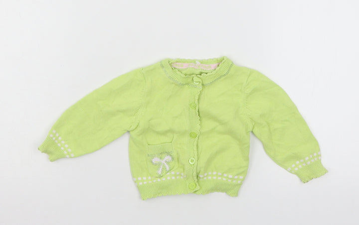 Marks and Spencer Girls Green  Knit Cardigan Jumper Size 3-6 Months