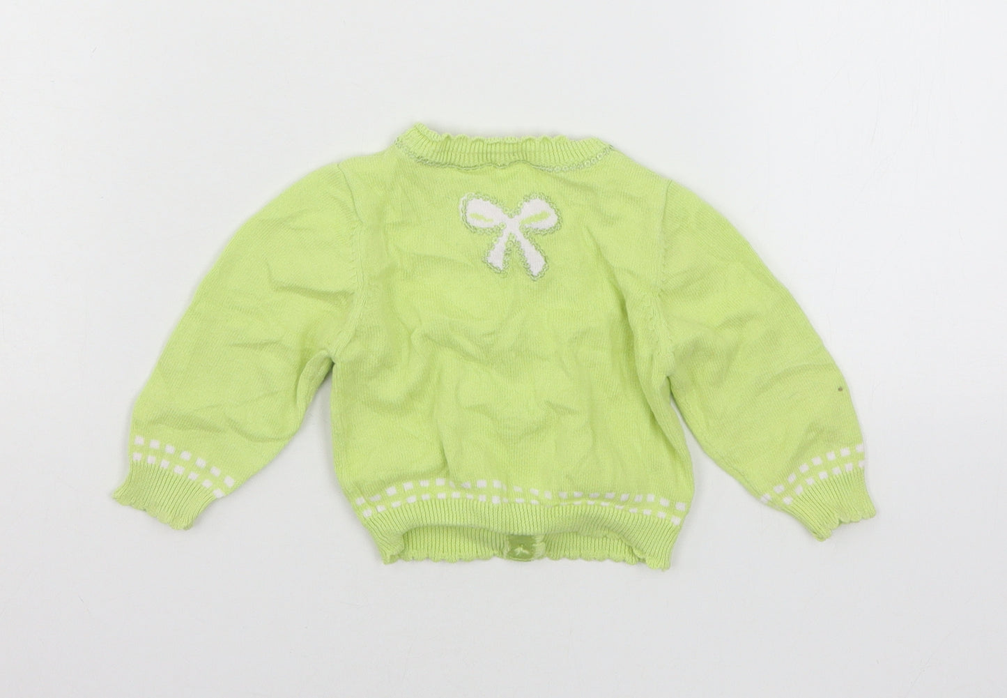 Marks and Spencer Girls Green  Knit Cardigan Jumper Size 3-6 Months