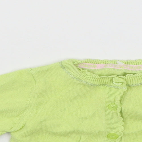 Marks and Spencer Girls Green  Knit Cardigan Jumper Size 3-6 Months