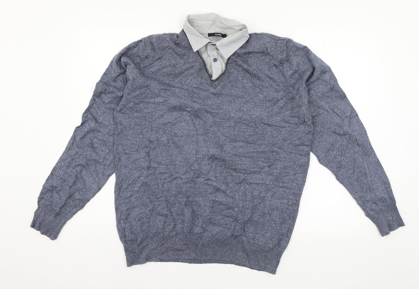 George Mens Blue  Knit Pullover Jumper Size M