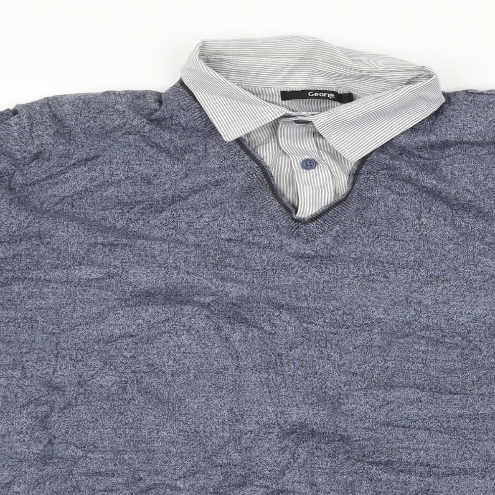 George Mens Blue  Knit Pullover Jumper Size M