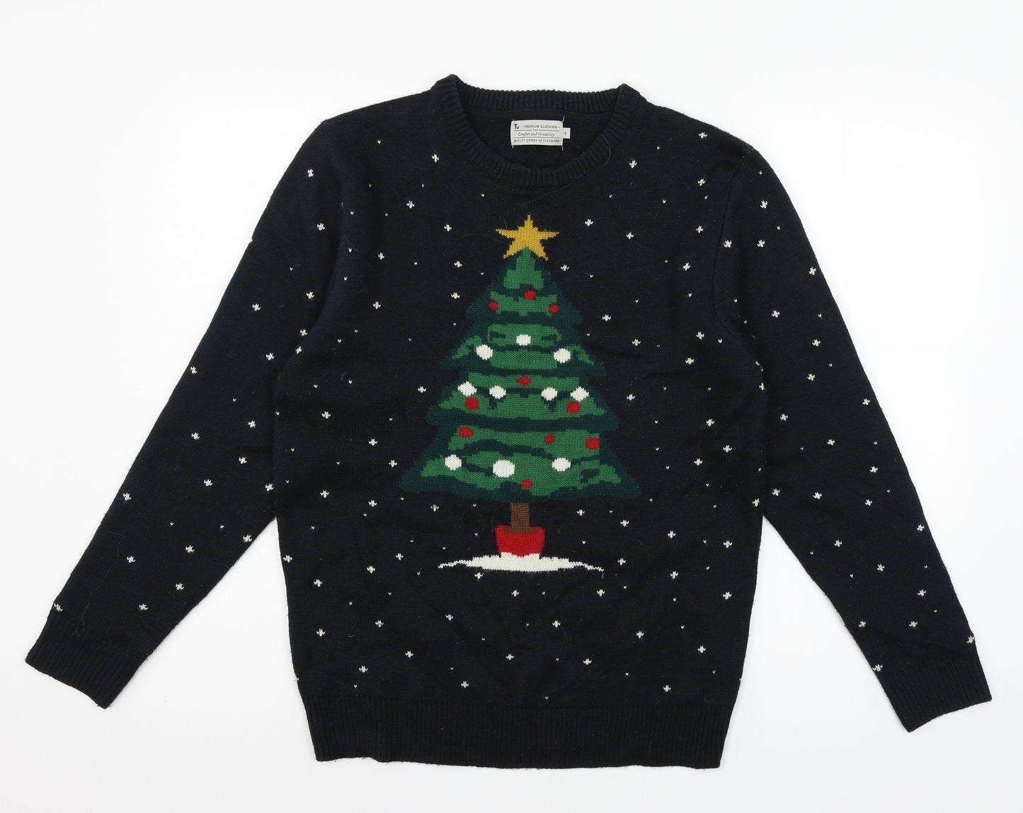 TU Mens Blue  Knit Pullover Jumper Size S  - Christmas Tree