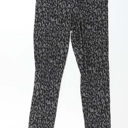 Marks and Spencer Womens Grey Animal Print Jersey Capri Trousers Size 10 L26 in