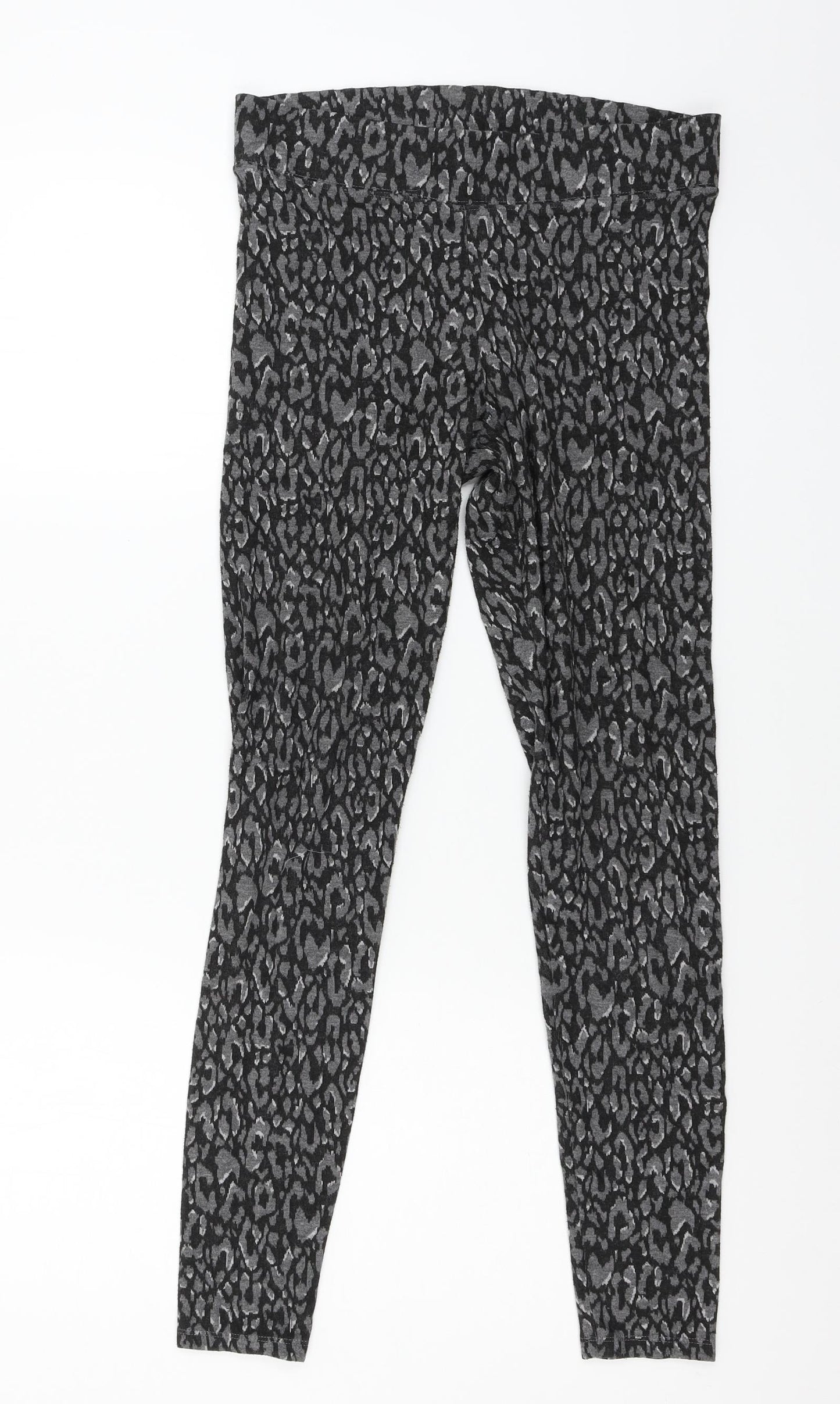 Marks and Spencer Womens Grey Animal Print Jersey Capri Trousers Size 10 L26 in