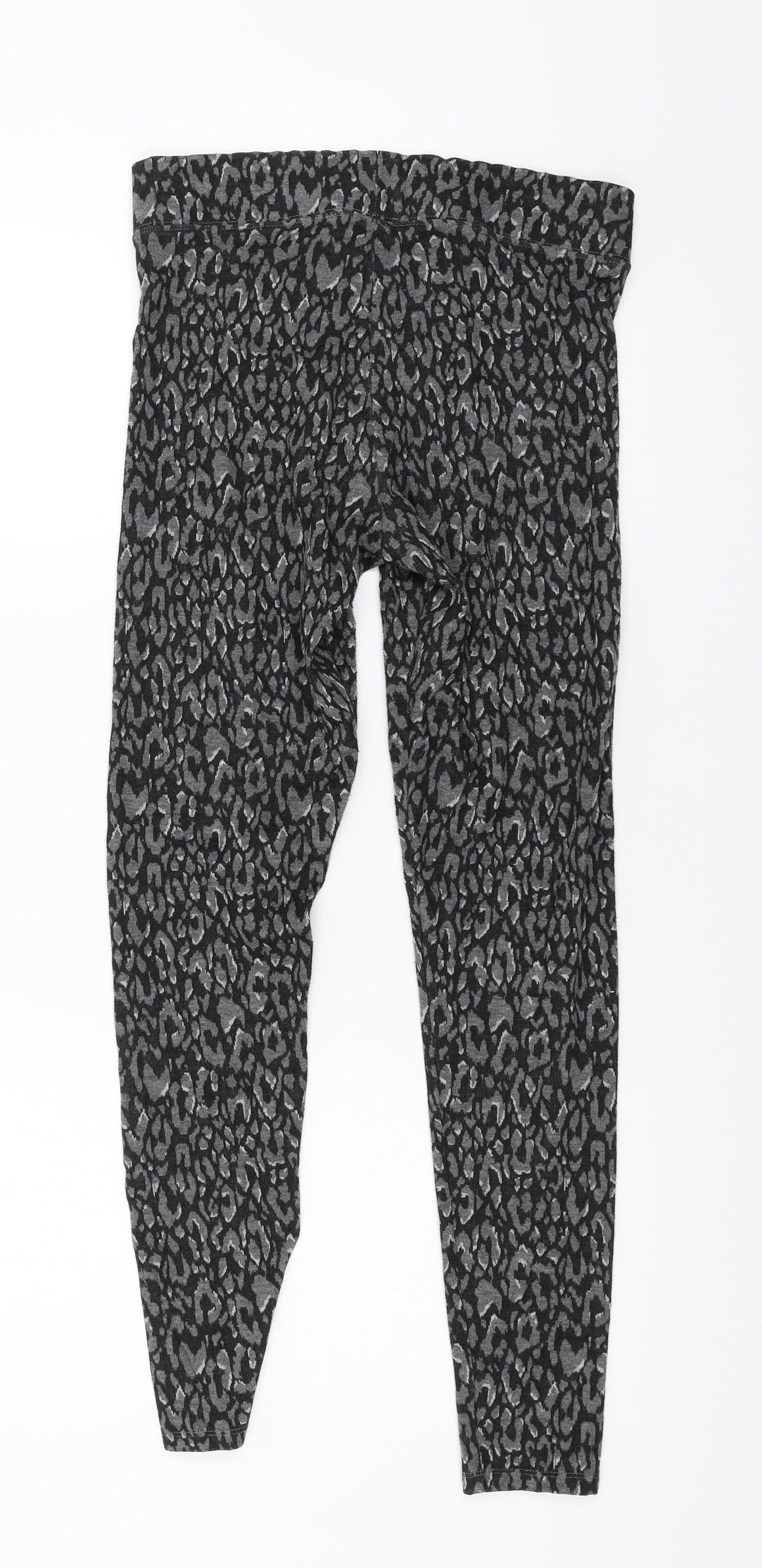 Marks and Spencer Womens Grey Animal Print Jersey Capri Trousers Size 10 L26 in