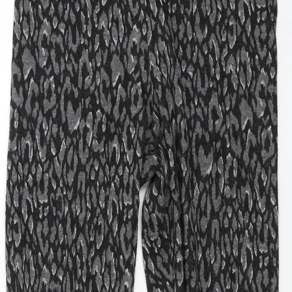 Marks and Spencer Womens Grey Animal Print Jersey Capri Trousers Size 10 L26 in