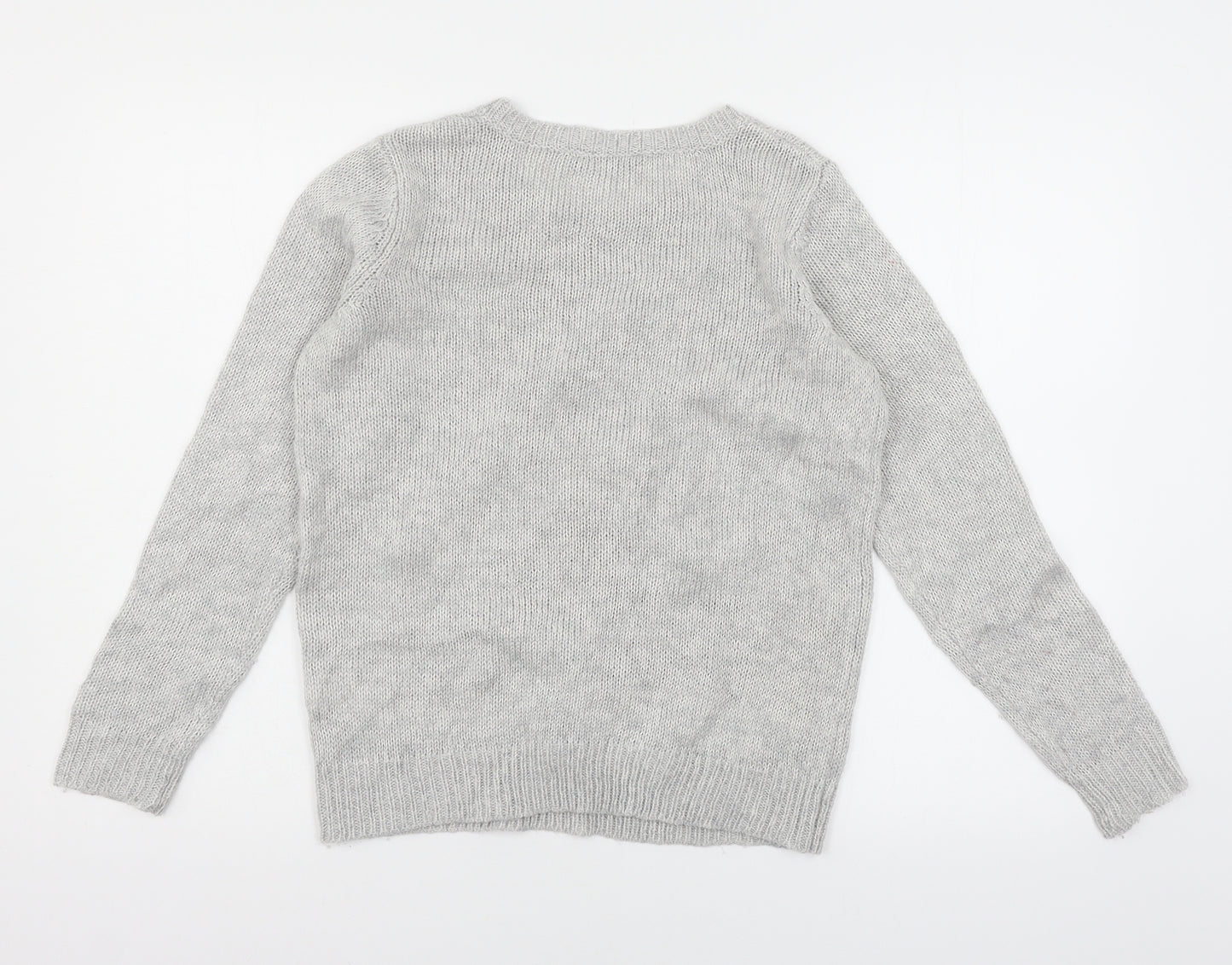 Dorothy Perkins Womens Grey  Knit Pullover Jumper Size 12  - Christmas Dog