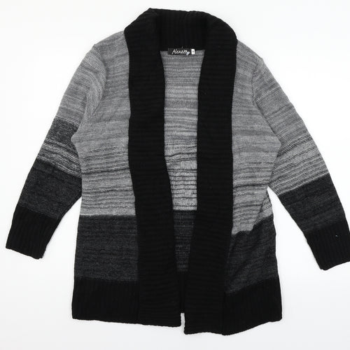 Alexara Womens Grey Striped Knit Cardigan Jumper Size S