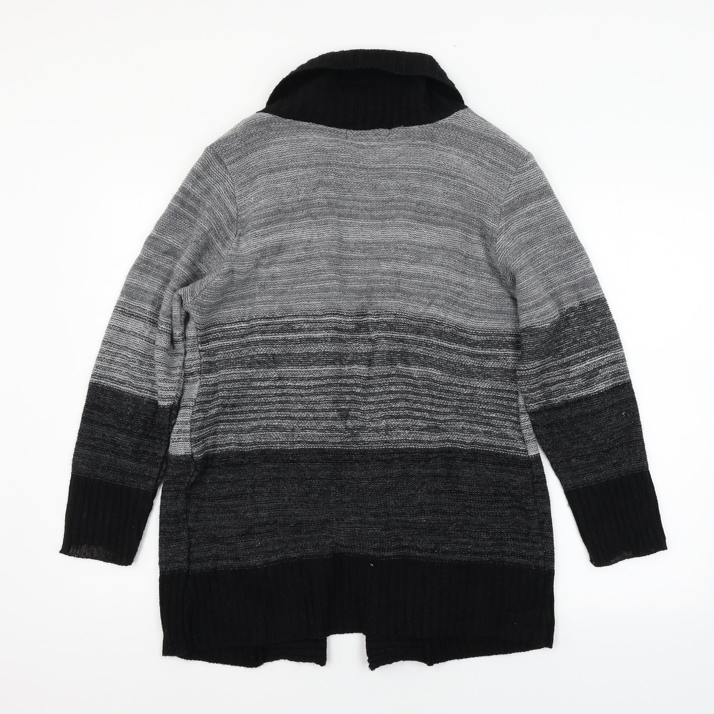 Alexara Womens Grey Striped Knit Cardigan Jumper Size S