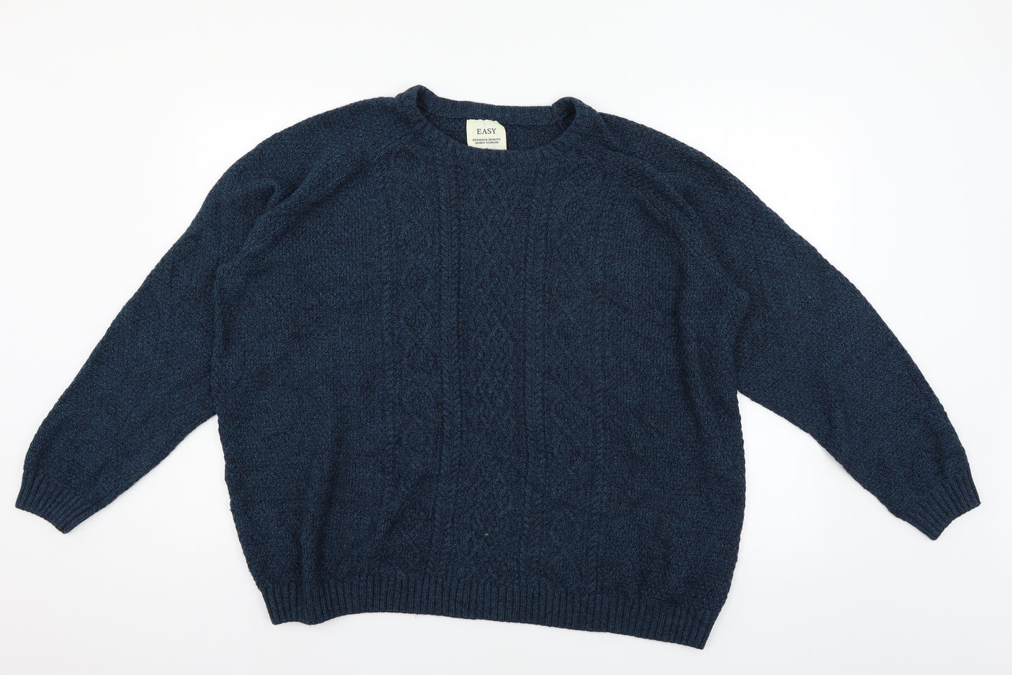 Easy Mens Blue  Knit Pullover Jumper Size XL