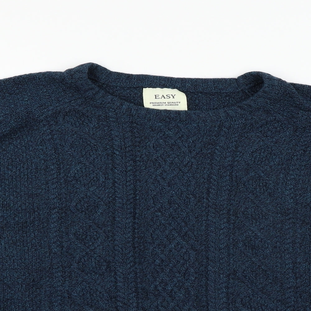 Easy Mens Blue  Knit Pullover Jumper Size XL