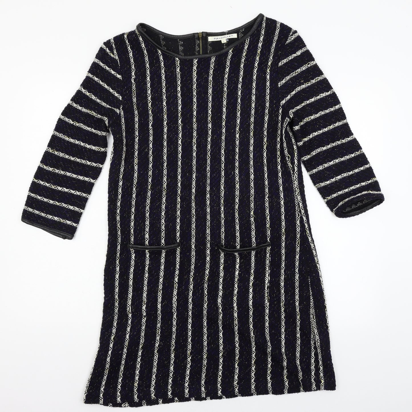 Full Circle Womens Blue Striped Knit Shift  Size L