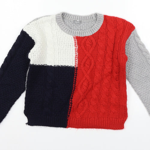 NEXT Girls Multicoloured Geometric Knit Pullover Jumper Size 10 Years