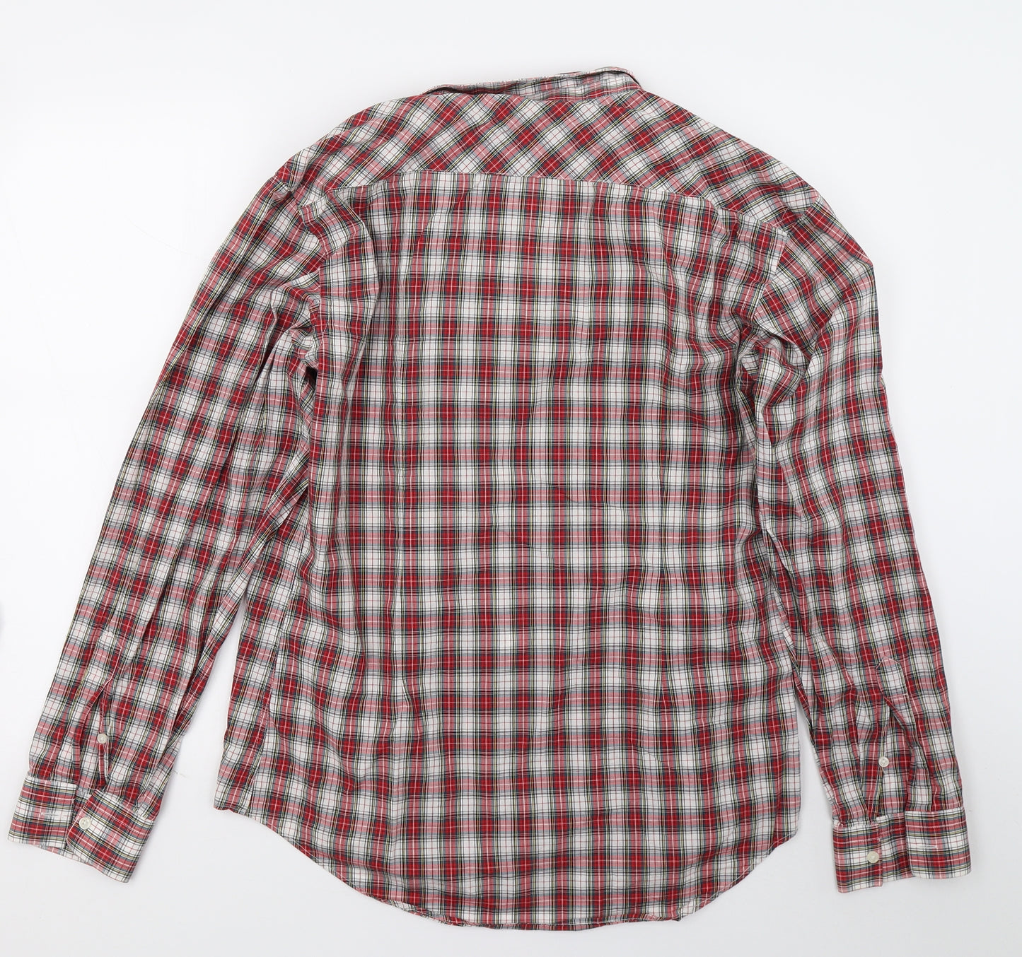 Zara Mens White Check   Button-Up Size L