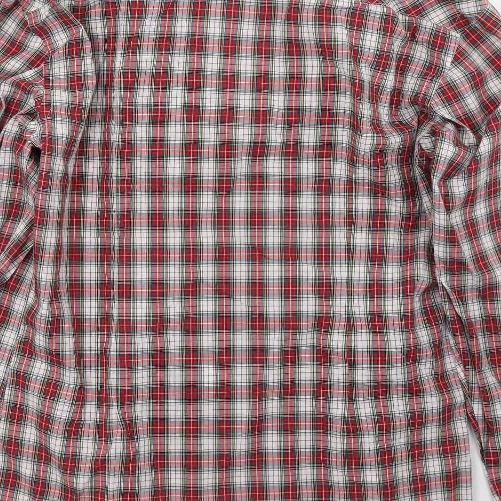 Zara Mens White Check   Button-Up Size L