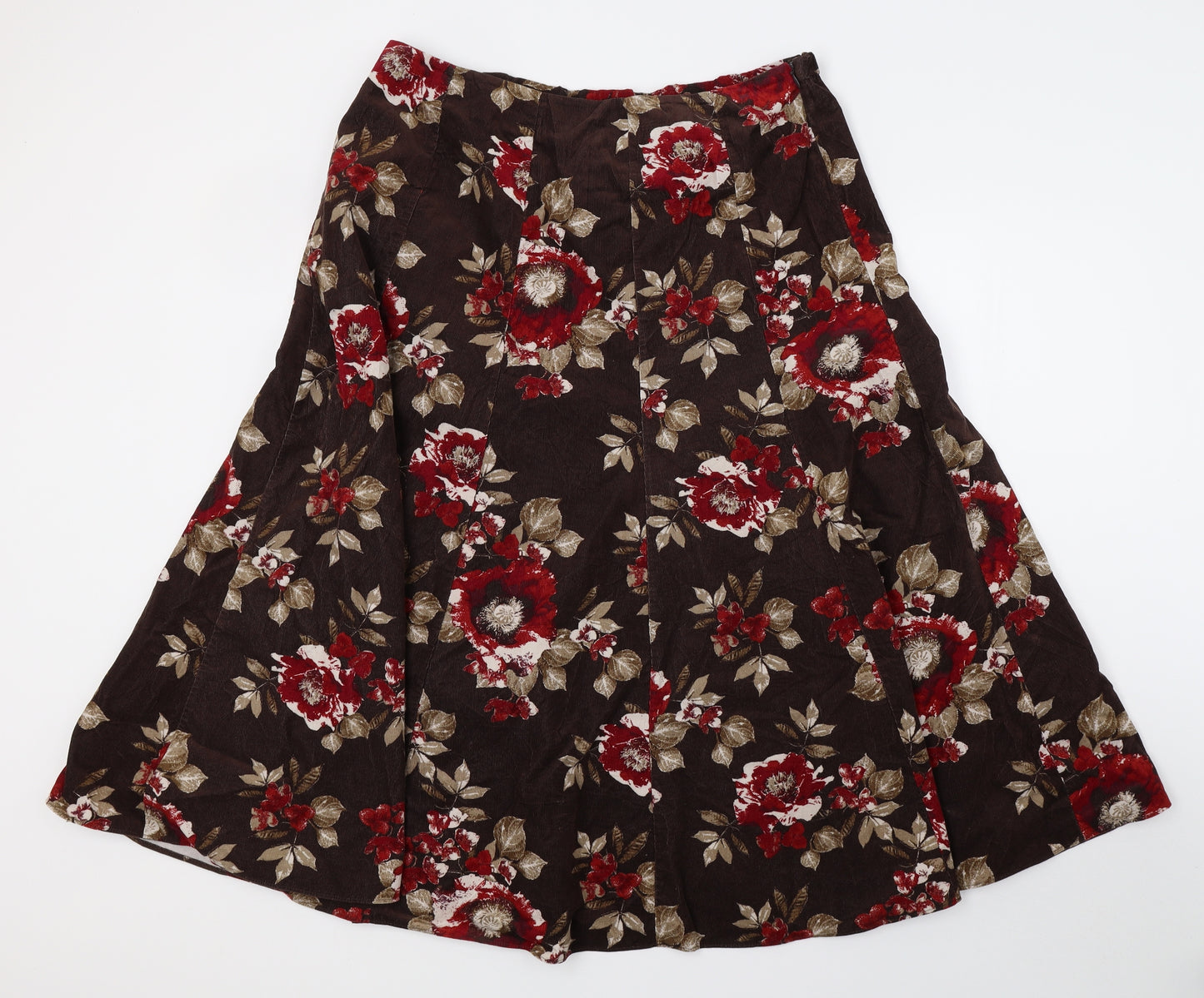 Marks and Spencer Womens Brown Floral  A-Line Skirt Size 16