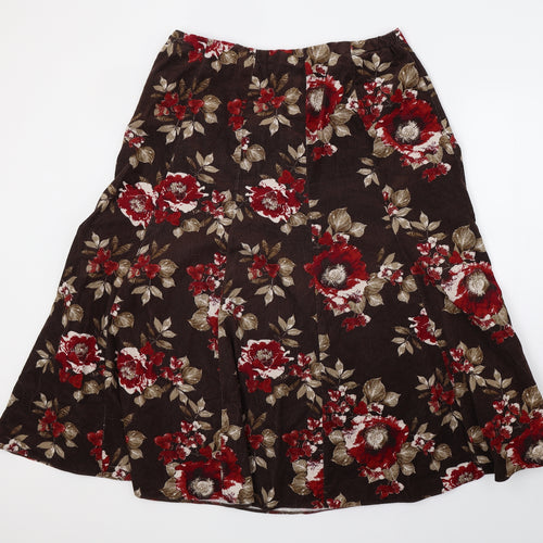 Marks and Spencer Womens Brown Floral  A-Line Skirt Size 16