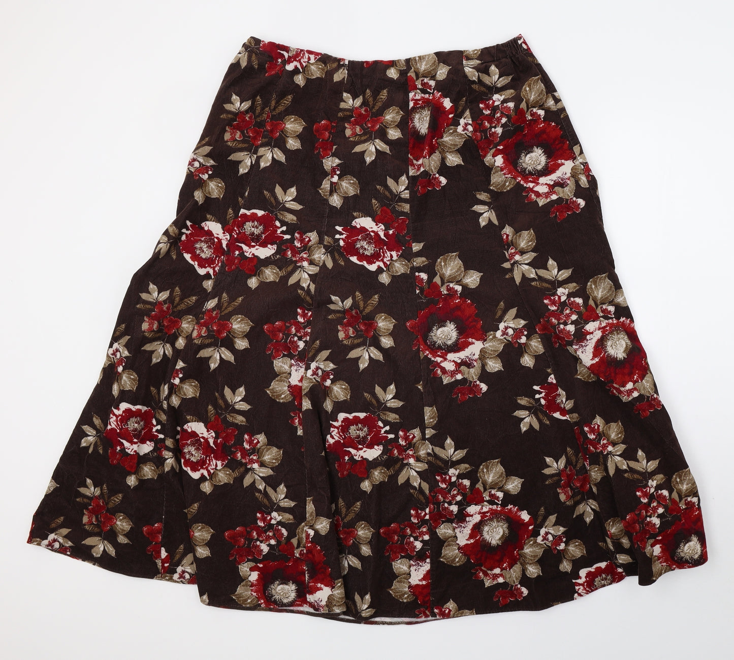 Marks and Spencer Womens Brown Floral  A-Line Skirt Size 16