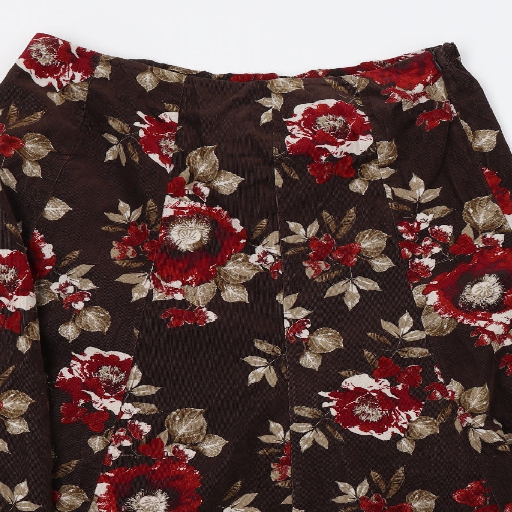 Marks and Spencer Womens Brown Floral  A-Line Skirt Size 16