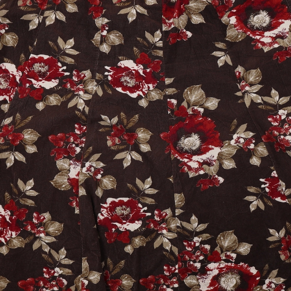 Marks and Spencer Womens Brown Floral  A-Line Skirt Size 16