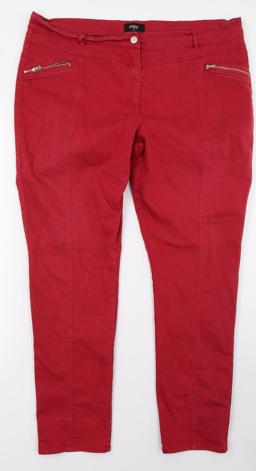Klass Womens Red   Straight Jeans Size 20 L28 in