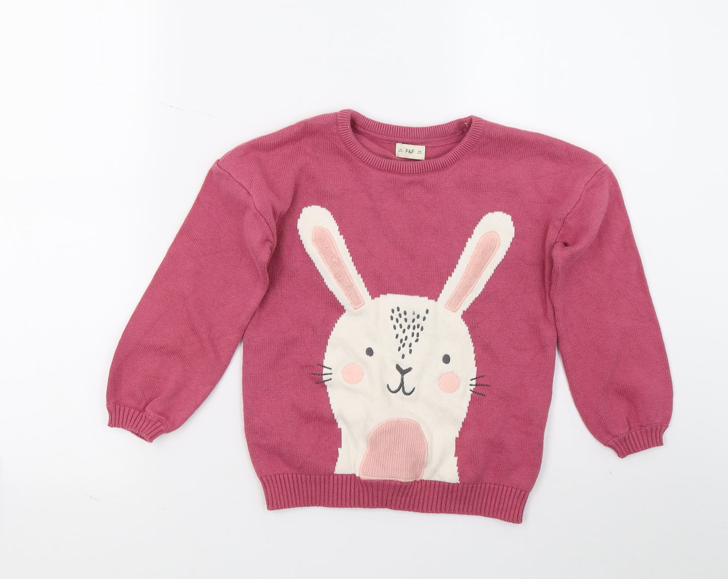 F&F Girls Pink   Pullover Jumper Size 6-7 Years