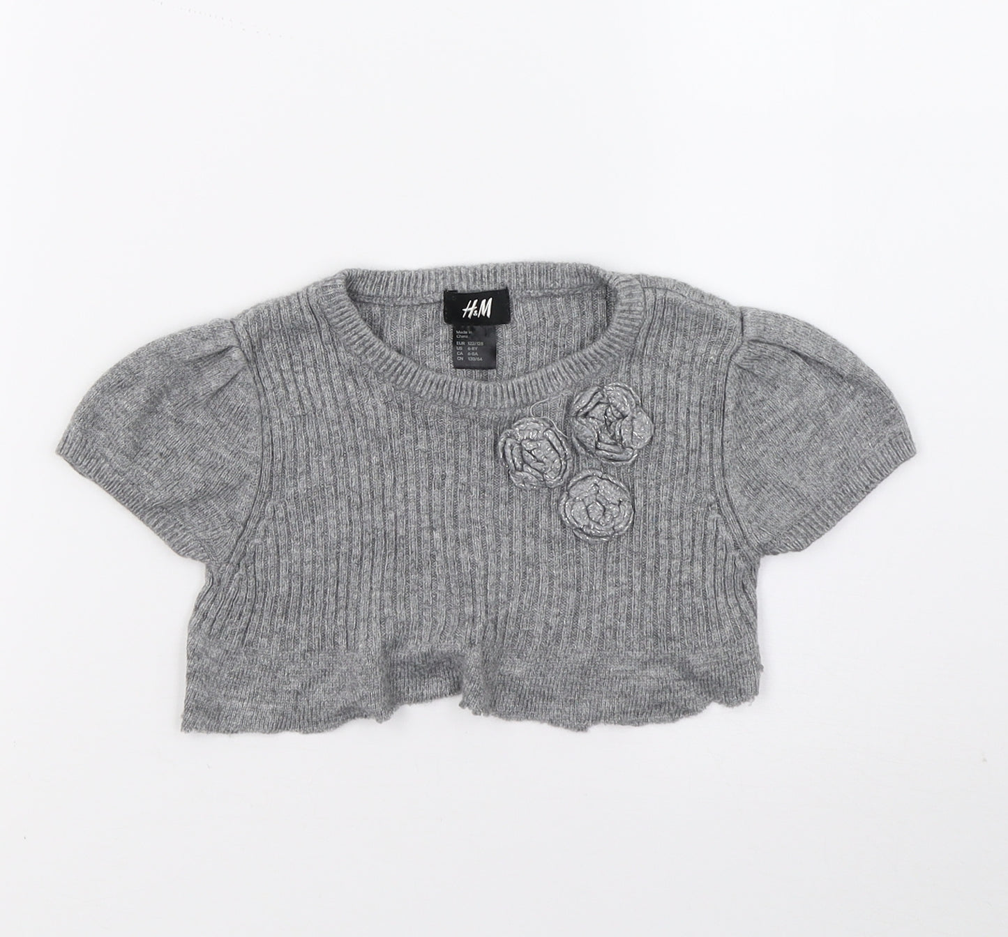 H&M Girls Grey   Pullover Jumper Size 7 Years