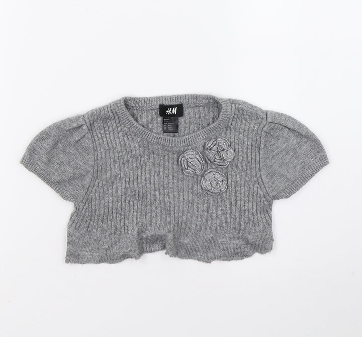 H&M Girls Grey   Pullover Jumper Size 7 Years