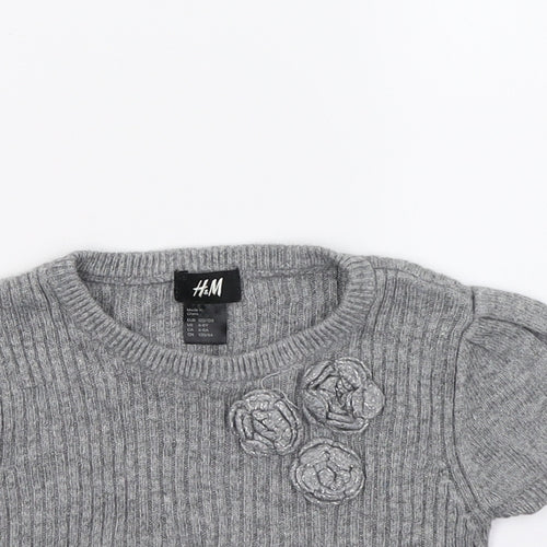 H&M Girls Grey   Pullover Jumper Size 7 Years
