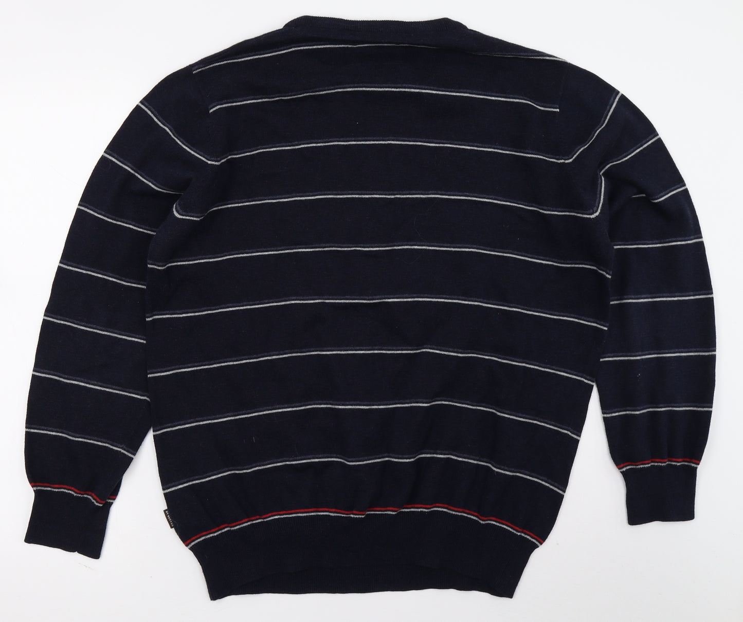Duffer of St. George Mens Blue Striped  Pullover Jumper Size XL
