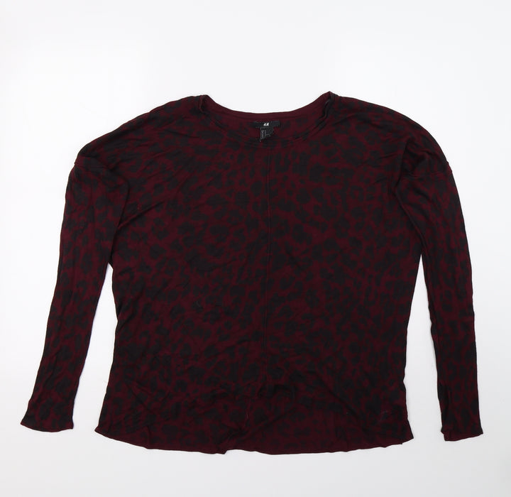 H&M Womens Purple Animal Print Pullover Jumper Size M