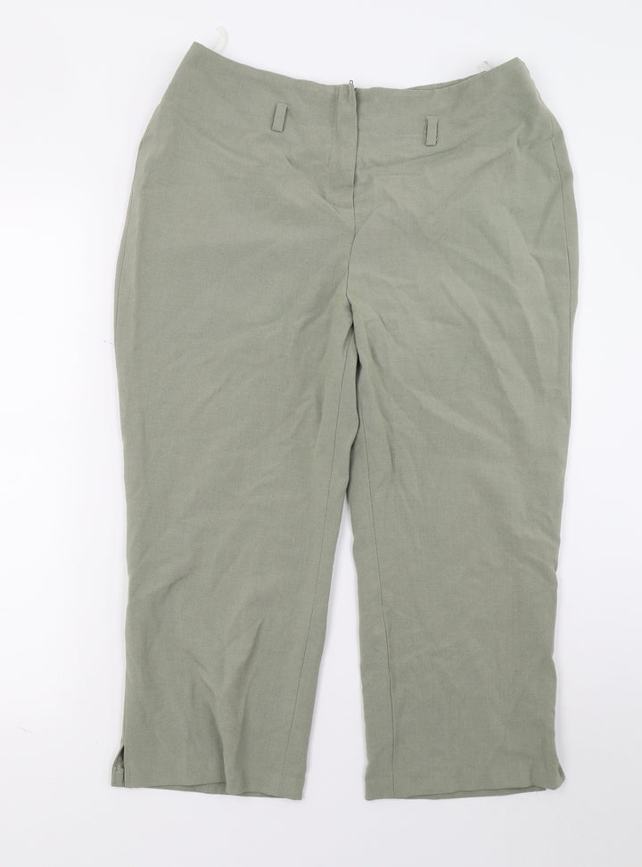 Bonmarché Womens Green Cropped Trousers Size 14 L21 in