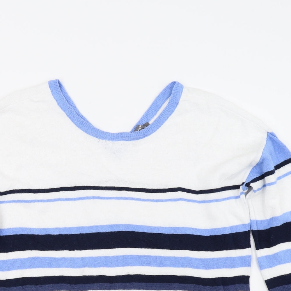 Laura Ashley Womens White Striped  Pullover Jumper Size 12