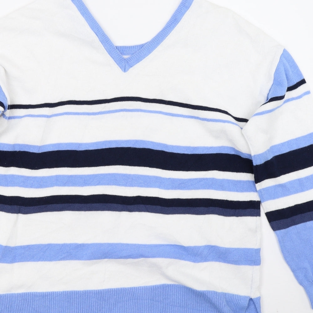 Laura Ashley Womens White Striped  Pullover Jumper Size 12