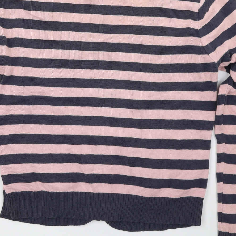 H&M Womens Pink Striped  Cardigan Jumper Size 10