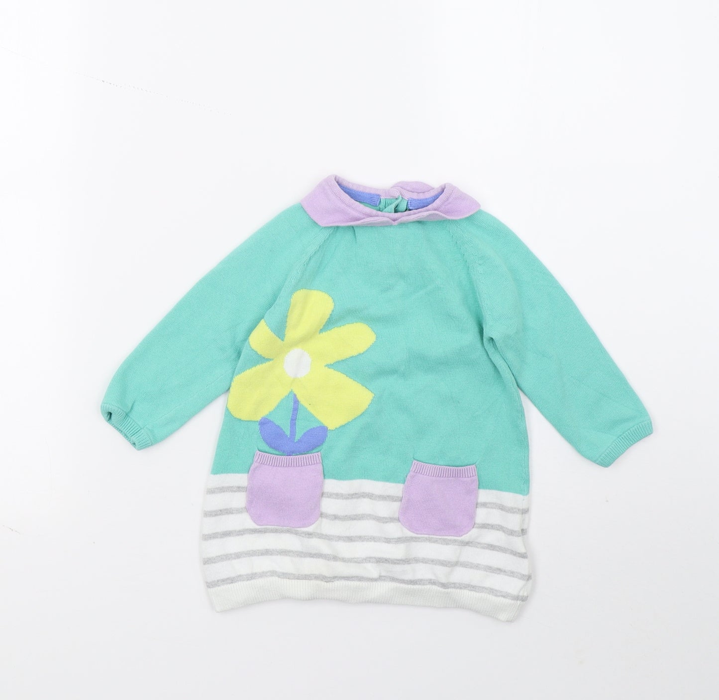 Marks and Spencer Girls Green Floral  Pullover Jumper Size 12-18 Months