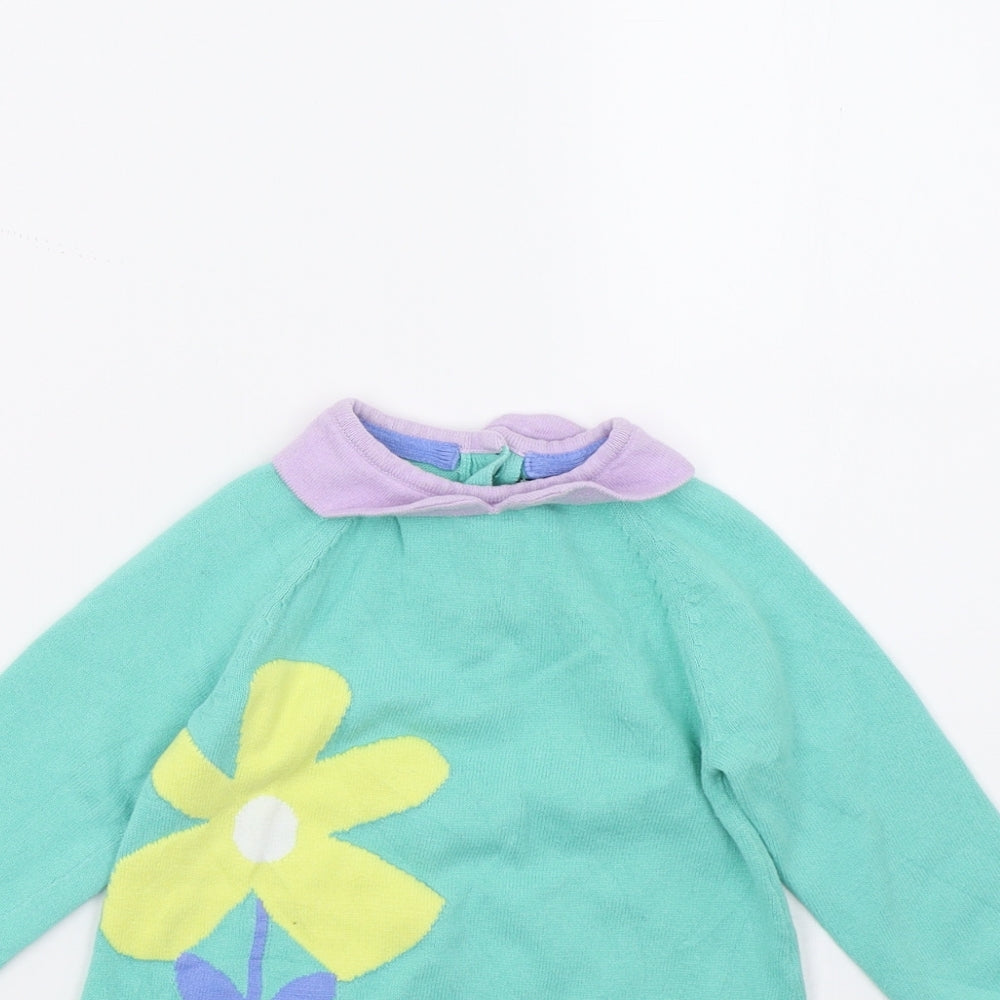 Marks and Spencer Girls Green Floral  Pullover Jumper Size 12-18 Months