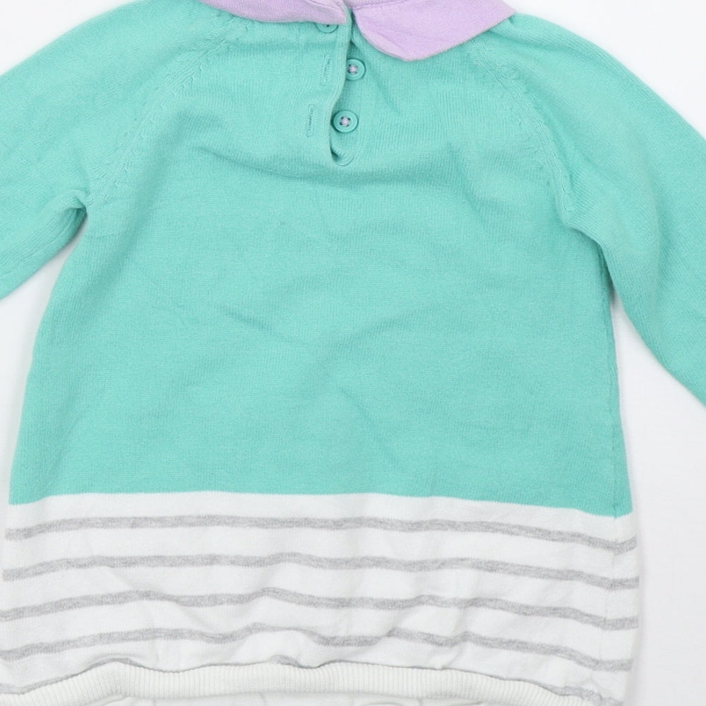 Marks and Spencer Girls Green Floral  Pullover Jumper Size 12-18 Months