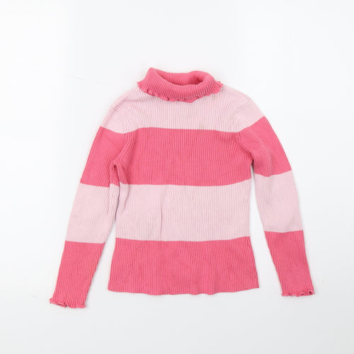George Girls Pink Striped  Basic T-Shirt Size 5-6 Years