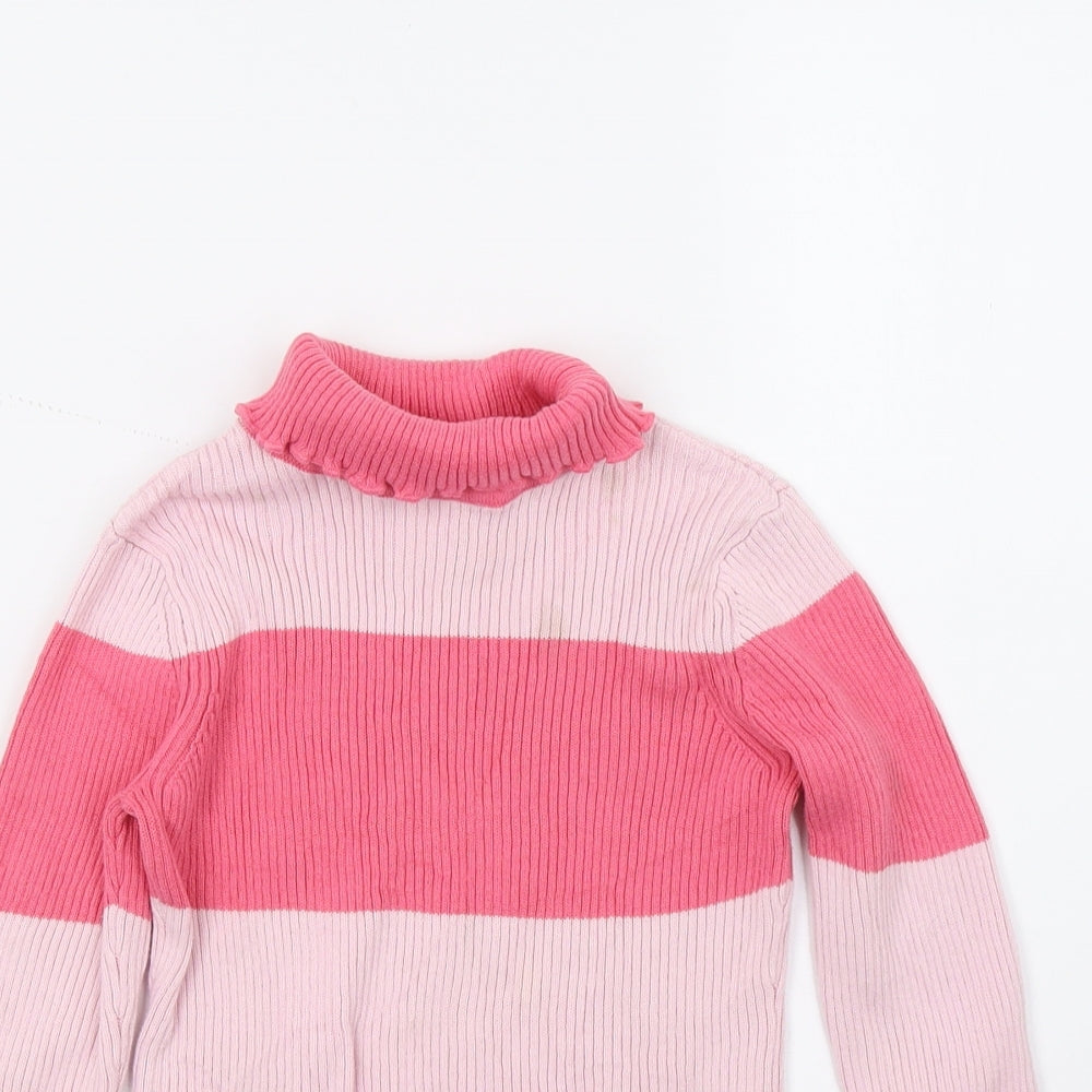 George Girls Pink Striped  Basic T-Shirt Size 5-6 Years