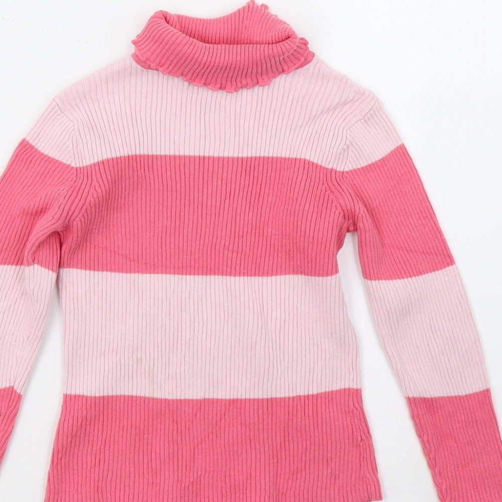 George Girls Pink Striped  Basic T-Shirt Size 5-6 Years