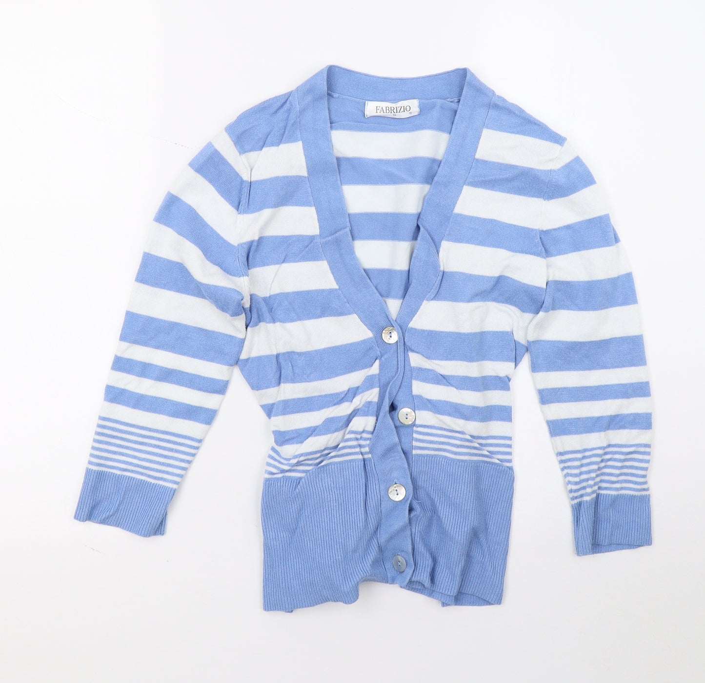 FABRIZIO  Womens Blue Striped  Cardigan Jumper Size S