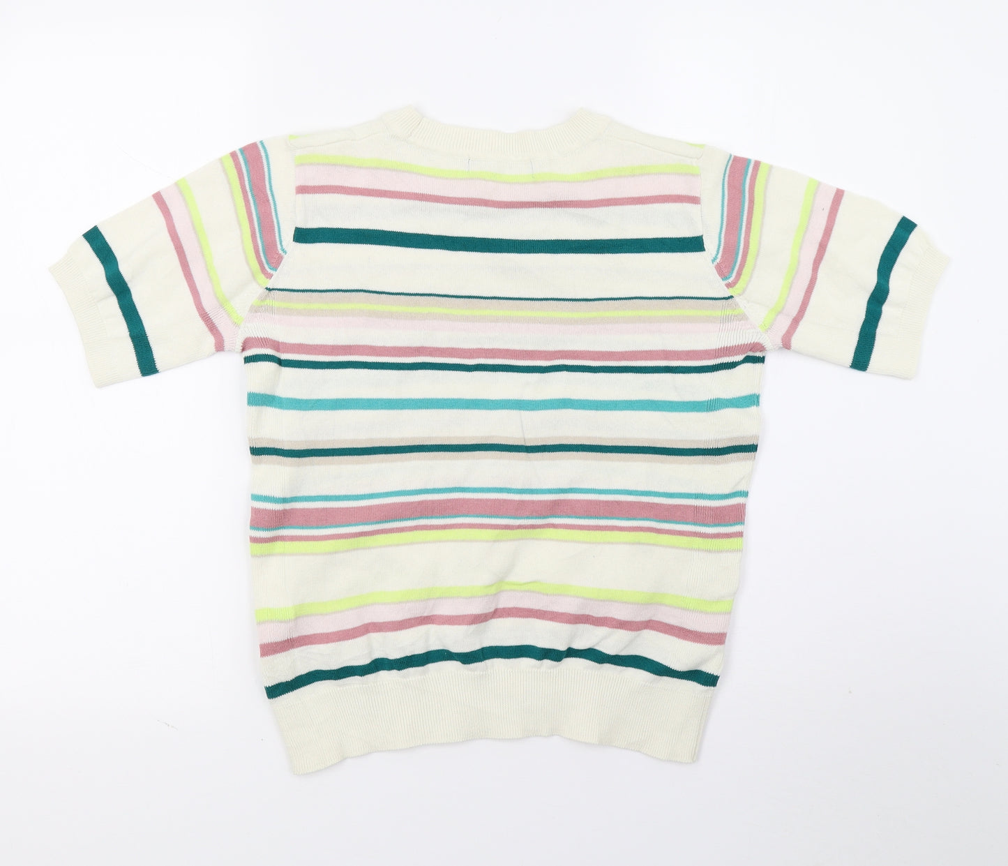 Marks and Spencer Womens Ivory Striped  Basic T-Shirt Size 10