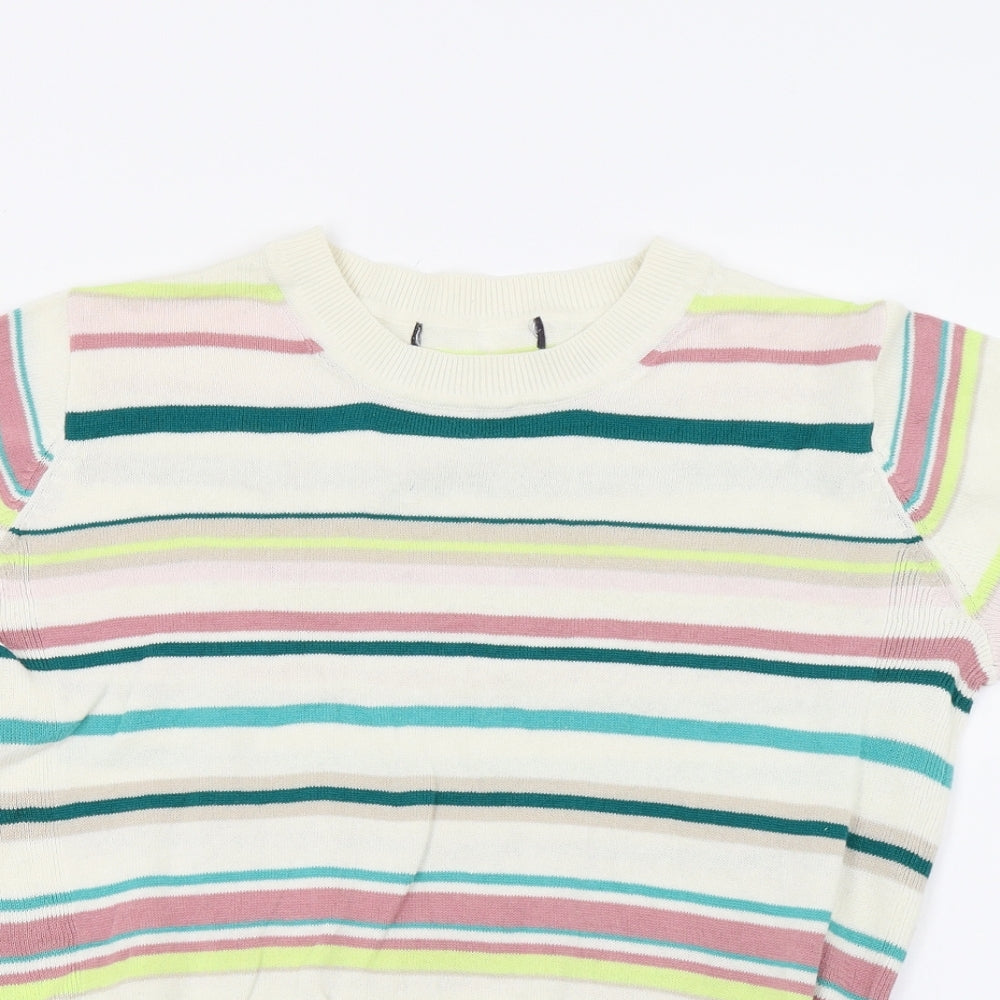 Marks and Spencer Womens Ivory Striped  Basic T-Shirt Size 10